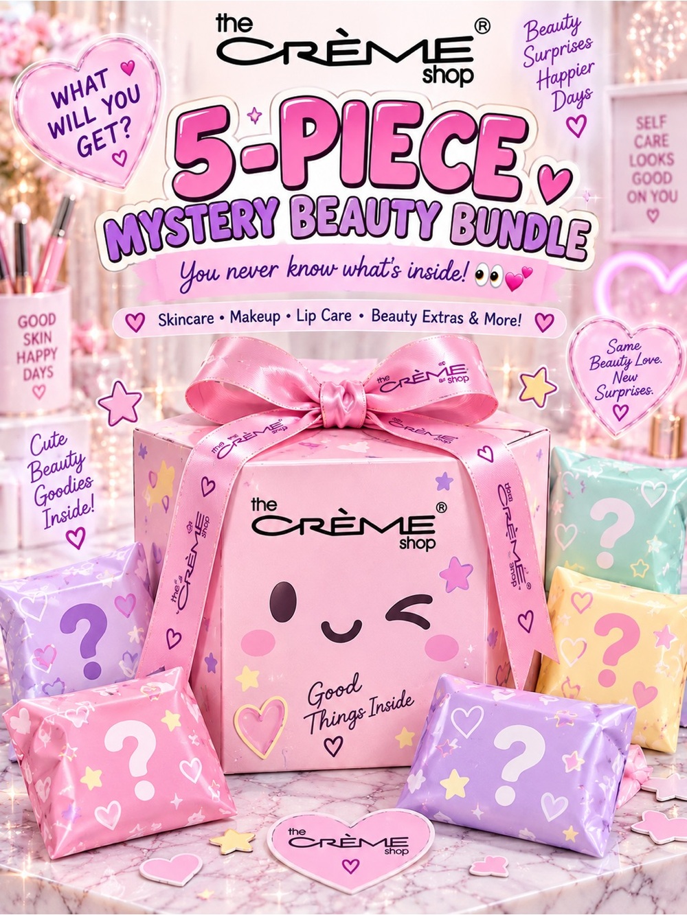 The Crème Shop 5-Piece Mystery Beauty Bundle | Skincare Makeup & More
